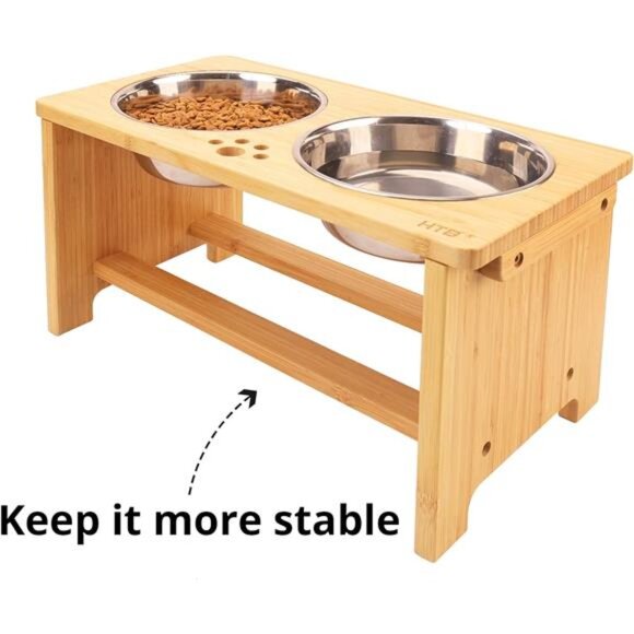 Elevated Dog Bowls,Raised Dog Bowl Stand with 2 Stainless Steel Bowls - Picture 4 of 7